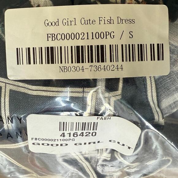 Fashion Brand Company Cute Fish Print Good Girl Linen Dress Small New with Tags - Picture 2 of 4